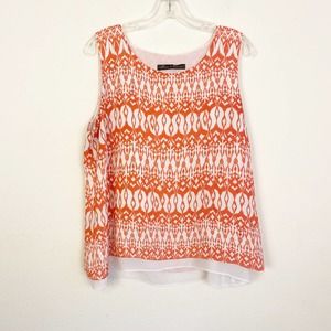 Rose + Olive Orange Sleeveless Blouse Large